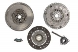 Self-adjusting clutch kit with dual mass flywheel and pneumatic bearing