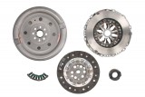 Self-adjusting clutch kit with dual mass flywheel and pneumatic bearing