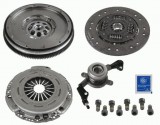 Self-adjusting clutch kit with dual mass flywheel and pneumatic bearing