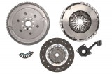 Self-adjusting clutch kit with dual mass flywheel and pneumatic bearing