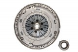 Self-adjusting clutch kit with dual mass flywheel and pneumatic bearing