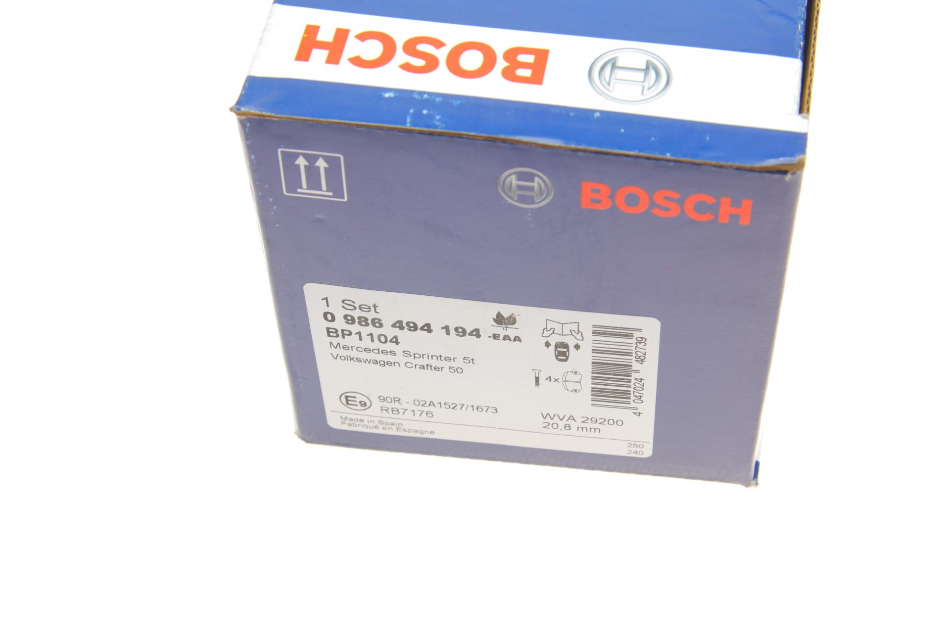 0986494194 BOSCH Комплект тормозных колодок, дисковый тормоз