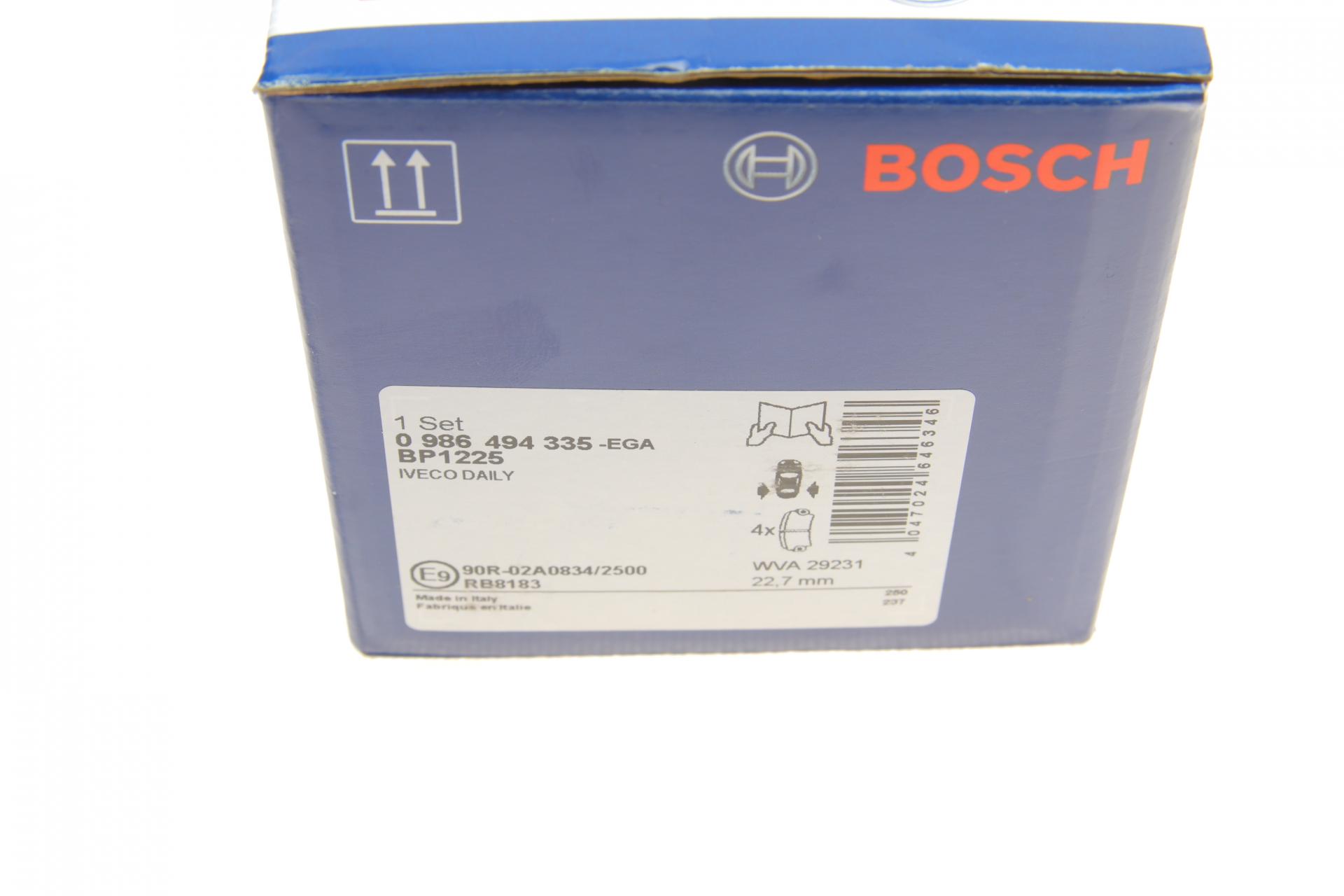 0986494335 BOSCH Колодки тормозные (задние) Iveco Daily VI/V/VI/Irisbus Daily Tourys 06-