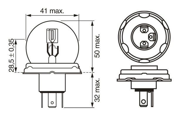 1987302421 BOSCH Автолампа R2 24V 55/50W P45t Trucklight