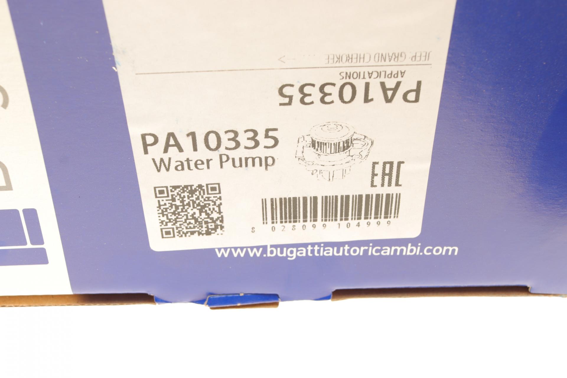 PA10335 BUGATTI Помпа воды Jeep Grand Cherokee II 2.7CRD 4x4 01-05 (B/B) (8 лоп)