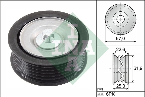 532052610 INA Паразитный / ведущий ролик, поликлиновой ремень