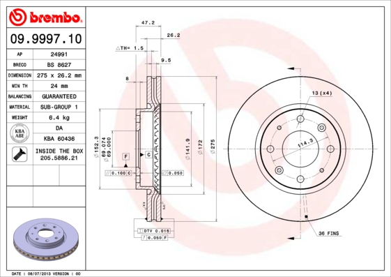 09999710 BREMBO Тормозной диск