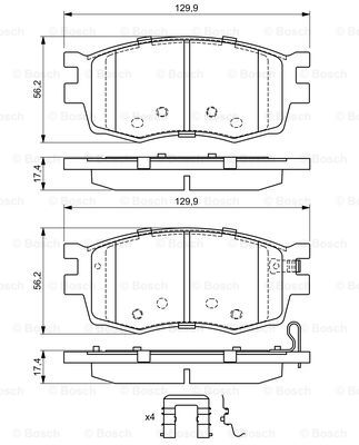 0986494617 BOSCH Комплект тормозных колодок, дисковый тормоз