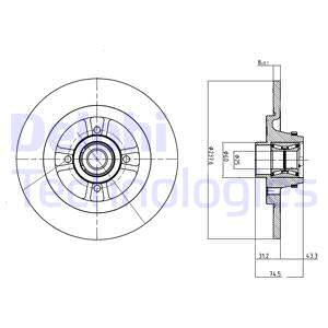BG9025RS DELPHI Brake disk with bearing