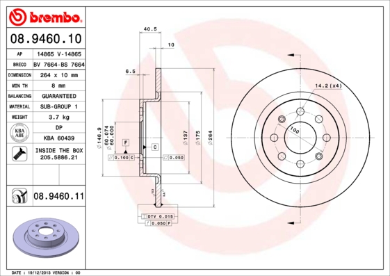 08946011 BREMBO Тормозной диск