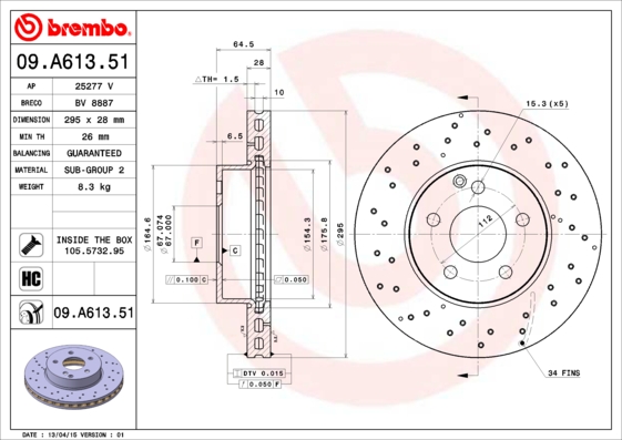 09A61351 BREMBO Тормозной диск