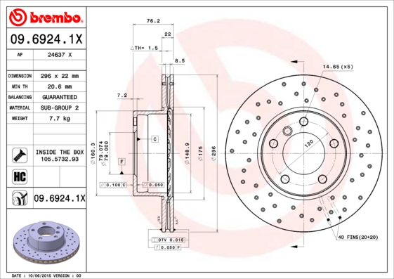 0969241X BREMBO Тормозной диск