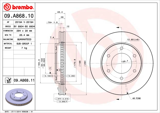 09A86811 BREMBO Тормозной диск