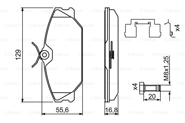 0986494656 BOSCH Комплект тормозных колодок, дисковый тормоз