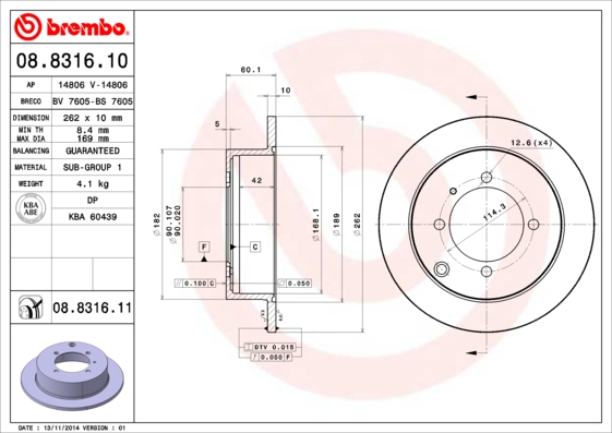 08831611 BREMBO Тормозной диск