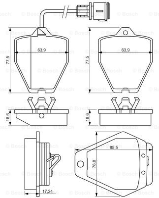 0986494436 BOSCH Комплект тормозных колодок, дисковый тормоз