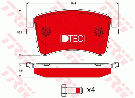 GDB1765DTE TRW Комплект тормозных колодок, дисковый тормоз