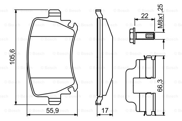 0986494649 BOSCH Комплект тормозных колодок, дисковый тормоз