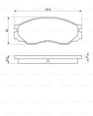 0986424572 BOSCH Комплект тормозных колодок, дисковый тормоз