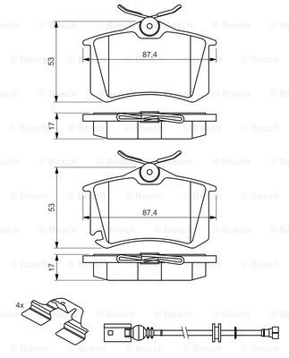 0986494598 BOSCH Комплект тормозных колодок, дисковый тормоз