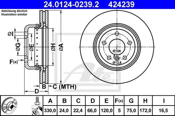 24012402392 ATE Two-piece brake disk