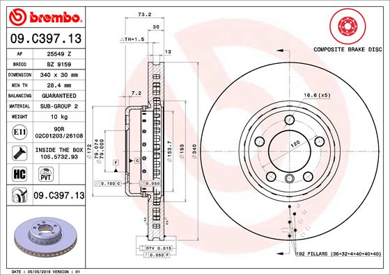 09C39713 BREMBO Two-piece brake disk