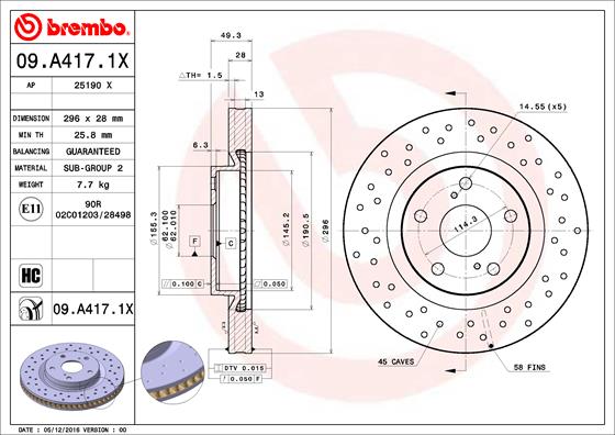 09A4171X BREMBO Тормозные диски