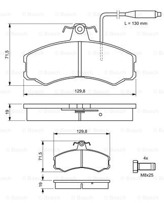 0986467411 BOSCH Комплект тормозных колодок, дисковый тормоз