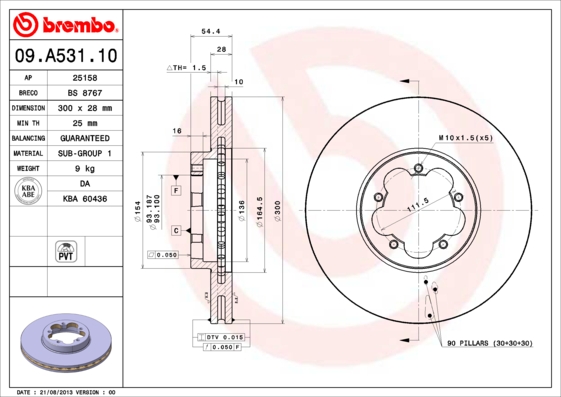 09A53110 BREMBO Тормозной диск