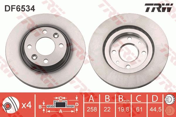 DF6534 TRW Тормозной диск