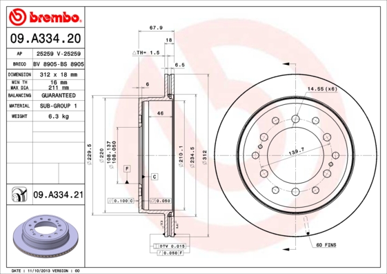 09A33421 BREMBO Тормозной диск