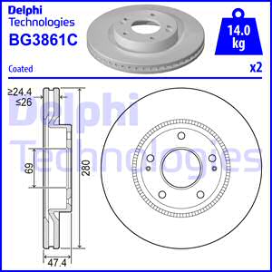 BG3861C DELPHI Тормозной диск