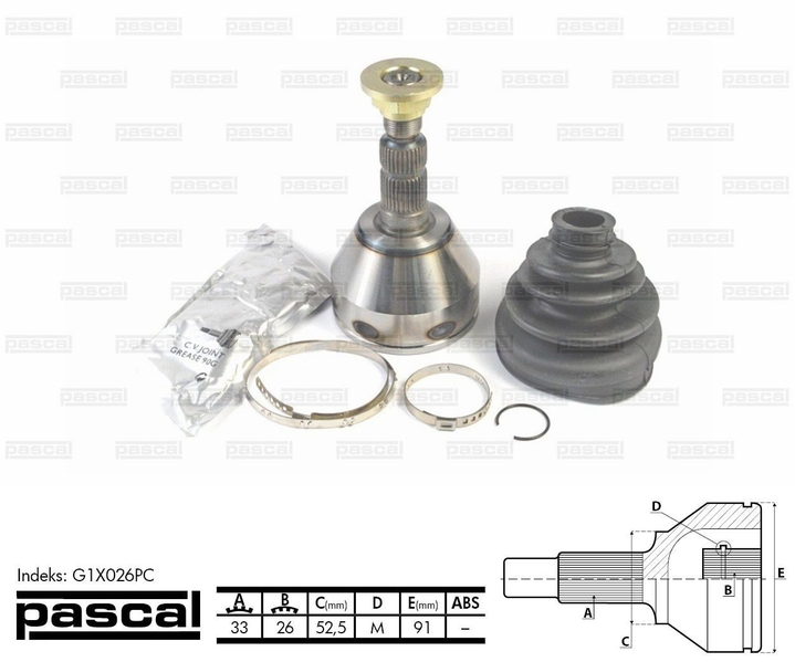 G1X026PC PASCAL ШРУС приводной компл.