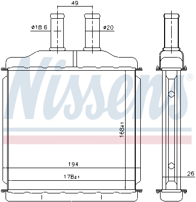 76509 NISSENS Теплообменник, отопление салона