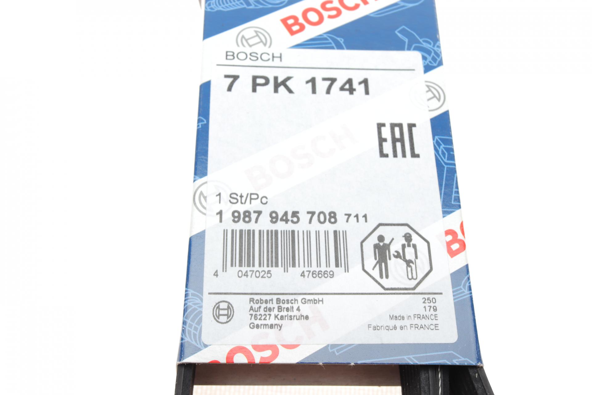 1987945708 BOSCH Ремень генератора Renault Trafic/Opel Vivaro/Nissan Primastar 2.0CDTi 06- (7PK1741)