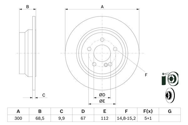 0986479041 BOSCH Диск тормозной (задний) MB E-class (W211/W212/S211/S212) 02- (300x10)