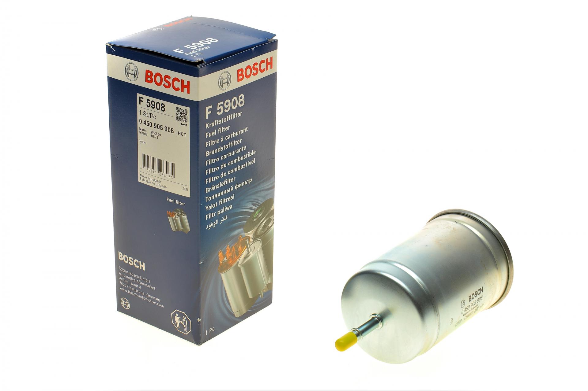 0450905908 BOSCH Фильтр топливный Volvo S40/S60/S80/V40/V70 1.6-2.9i 95-10