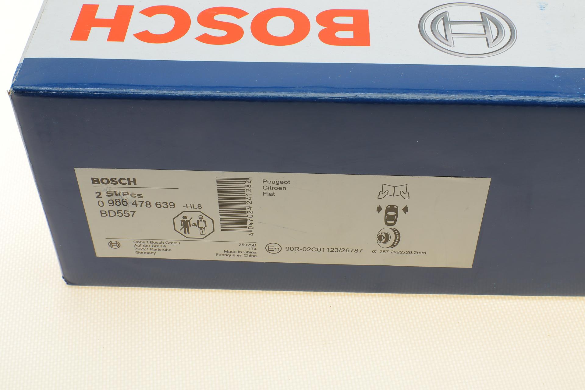 0986478639 BOSCH Тормозной диск