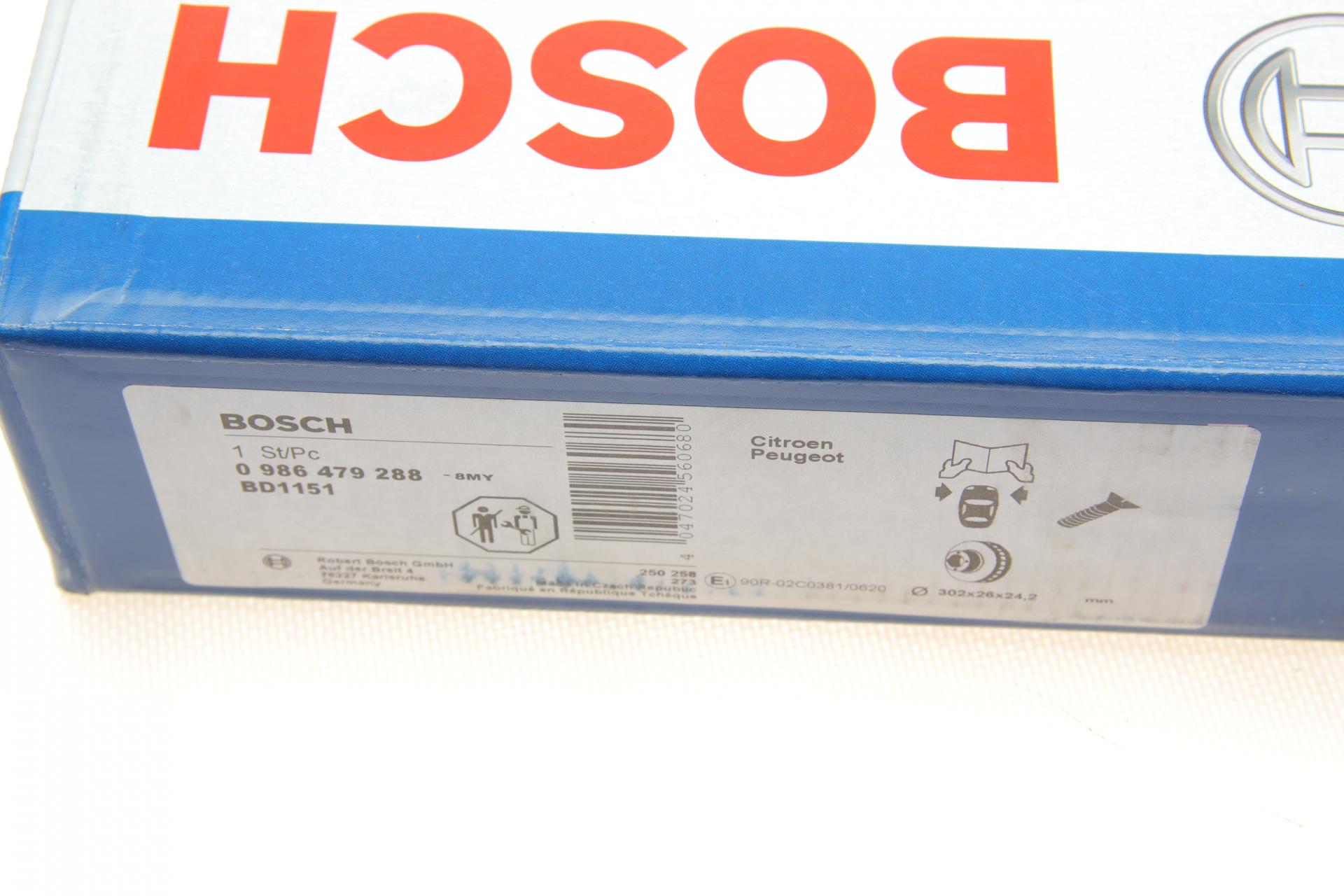 0986479288 BOSCH Диск тормозной (передний) Citroen C4/ Peugeot 207/307 1.6-2.0i 04- (302x26)