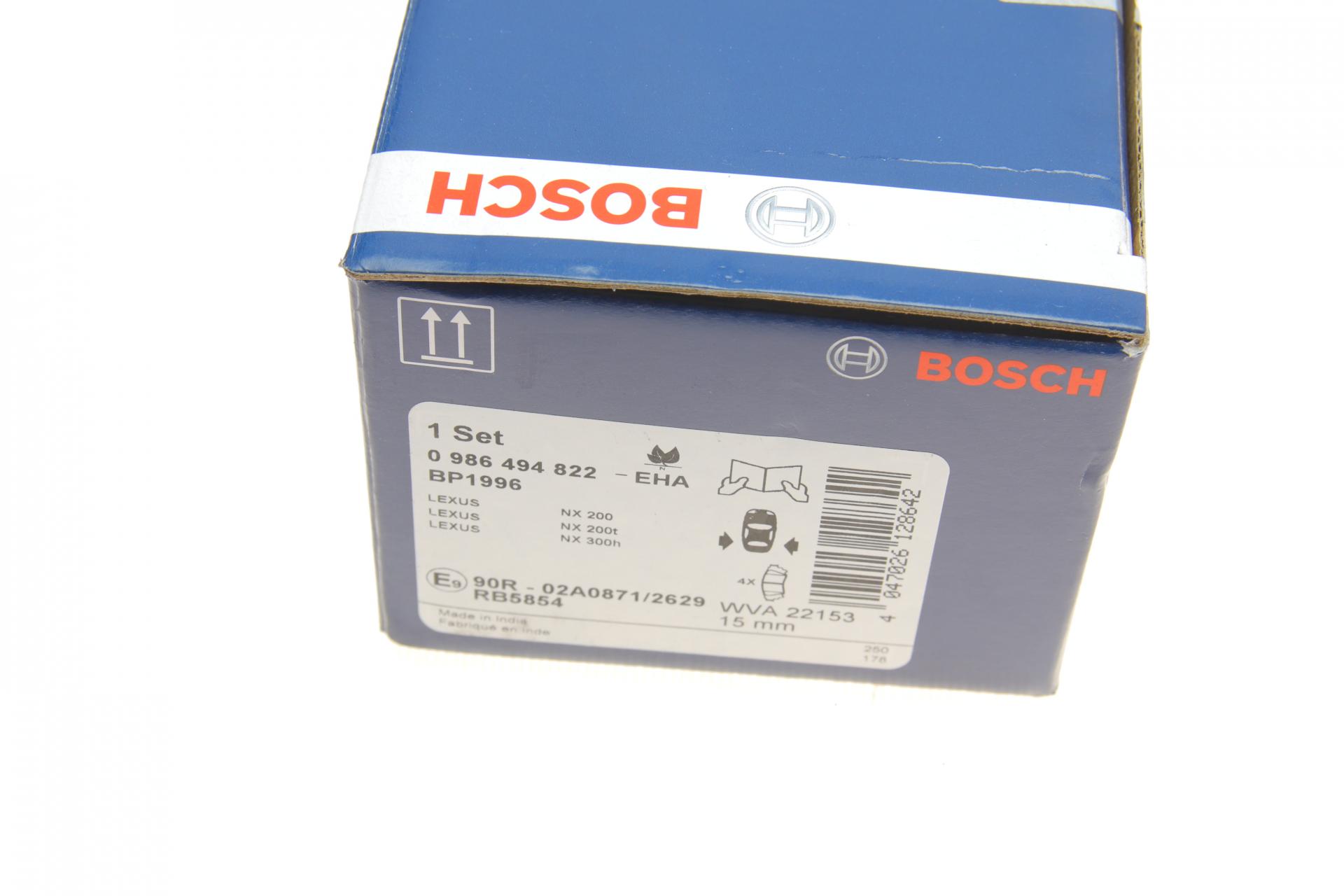 0986494822 BOSCH Колодки тормозные (задние) Lexus NX 2.0/2.5 16V 14-/Toyota Alphard 3.5 15-