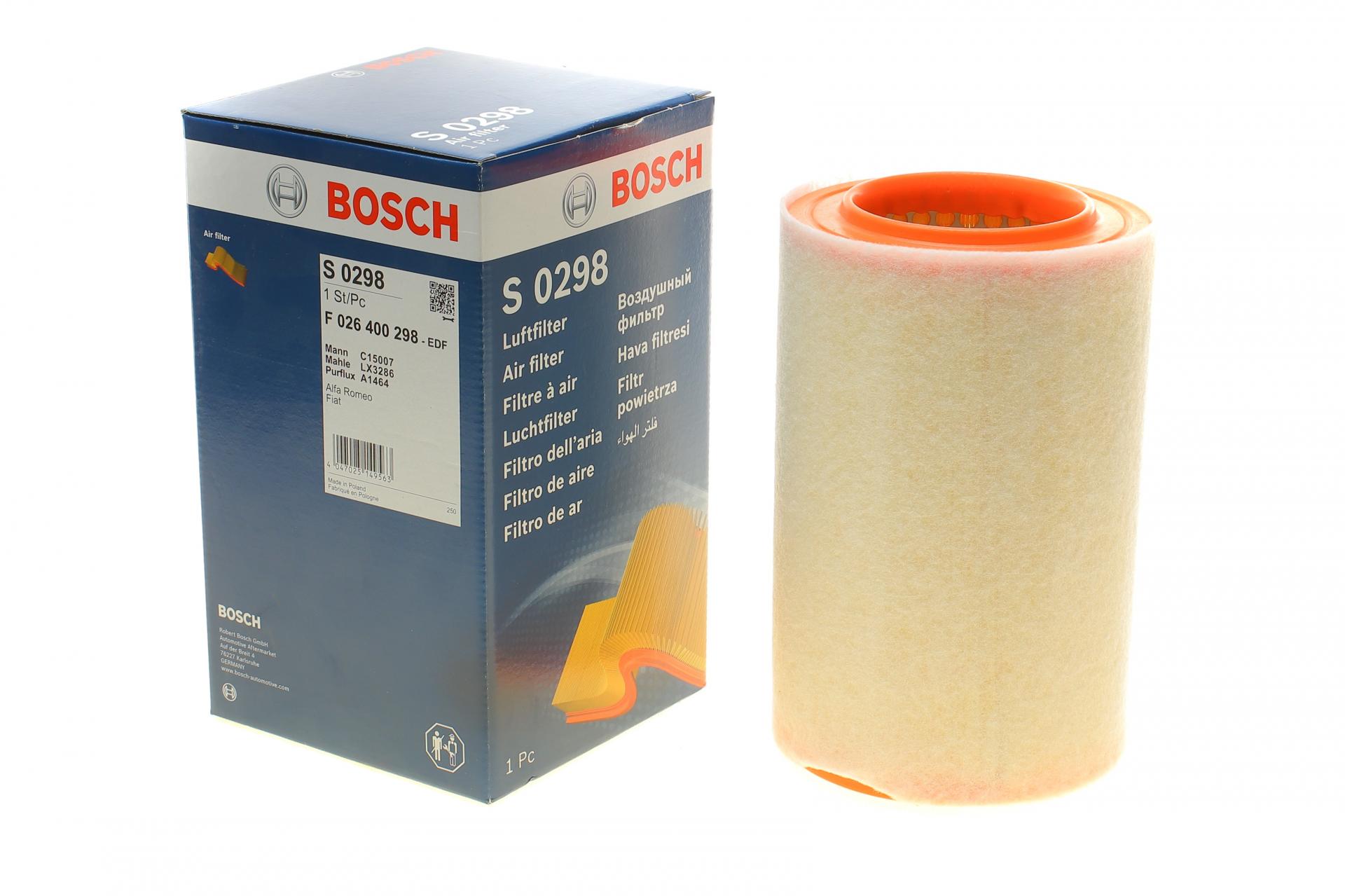 F026400298 BOSCH Фильтр воздушный Alfa Romeo Giulietta 1.4TB/ 2.0 JTDM 10-