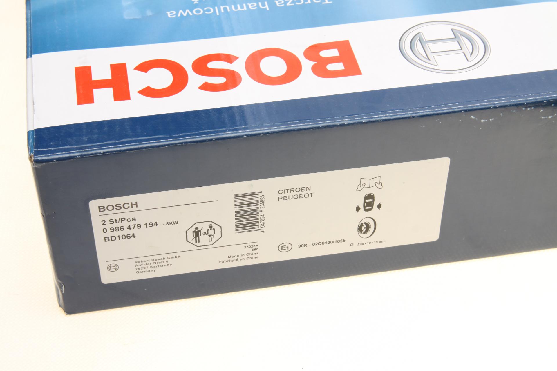 0986479194 BOSCH Диск тормозной (задний) Citroen C5 08-/ Peugeot 508 11- (290x12)
