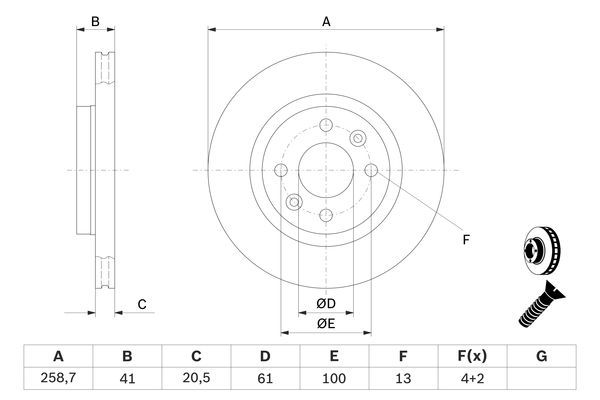 0986479B21 BOSCH Тормозной диск