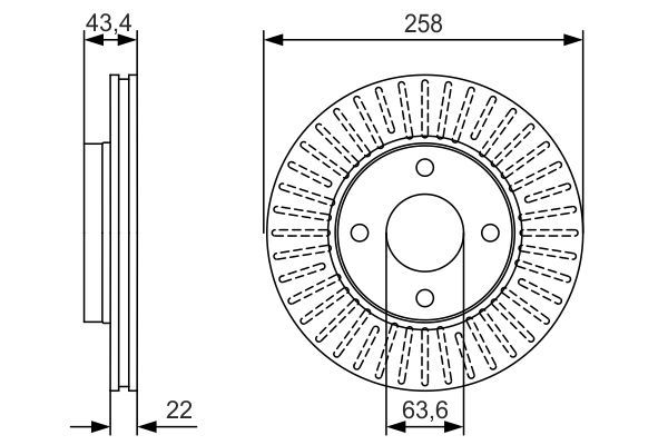 0986479R64 BOSCH Тормозной диск