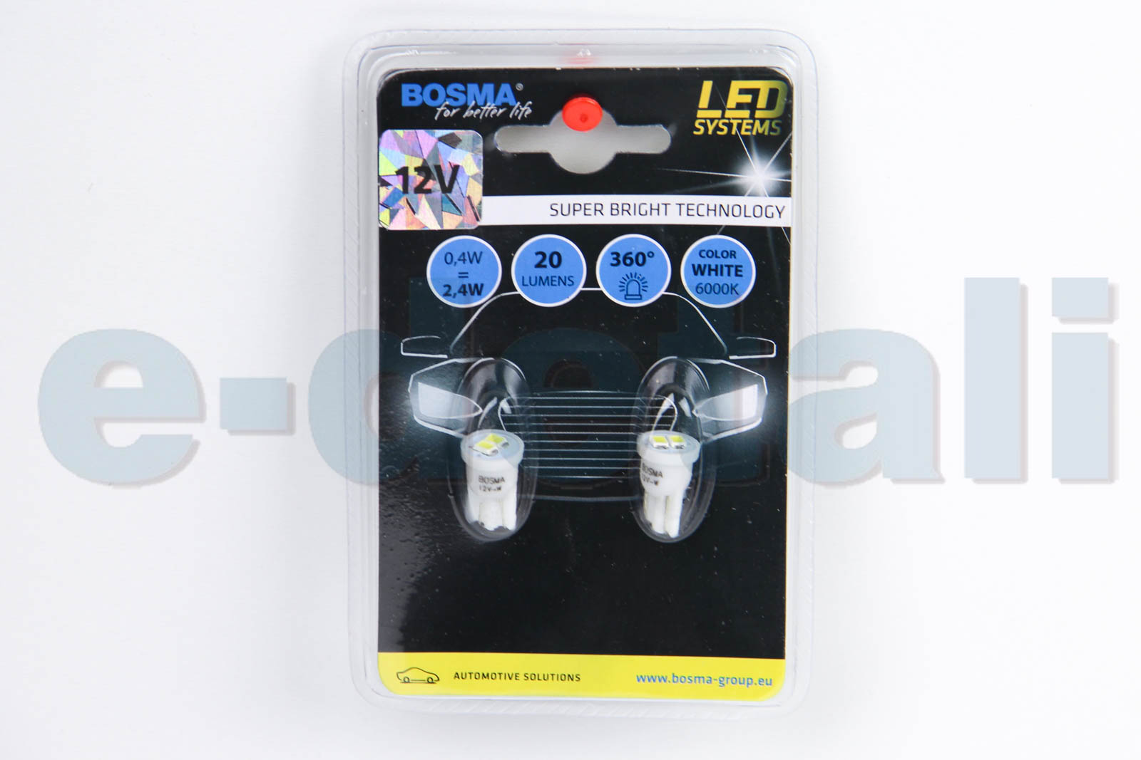 4083 BOSMA Автолампа T10 LED 12V 2XSMD 3528 LED WHITE (2 шт)