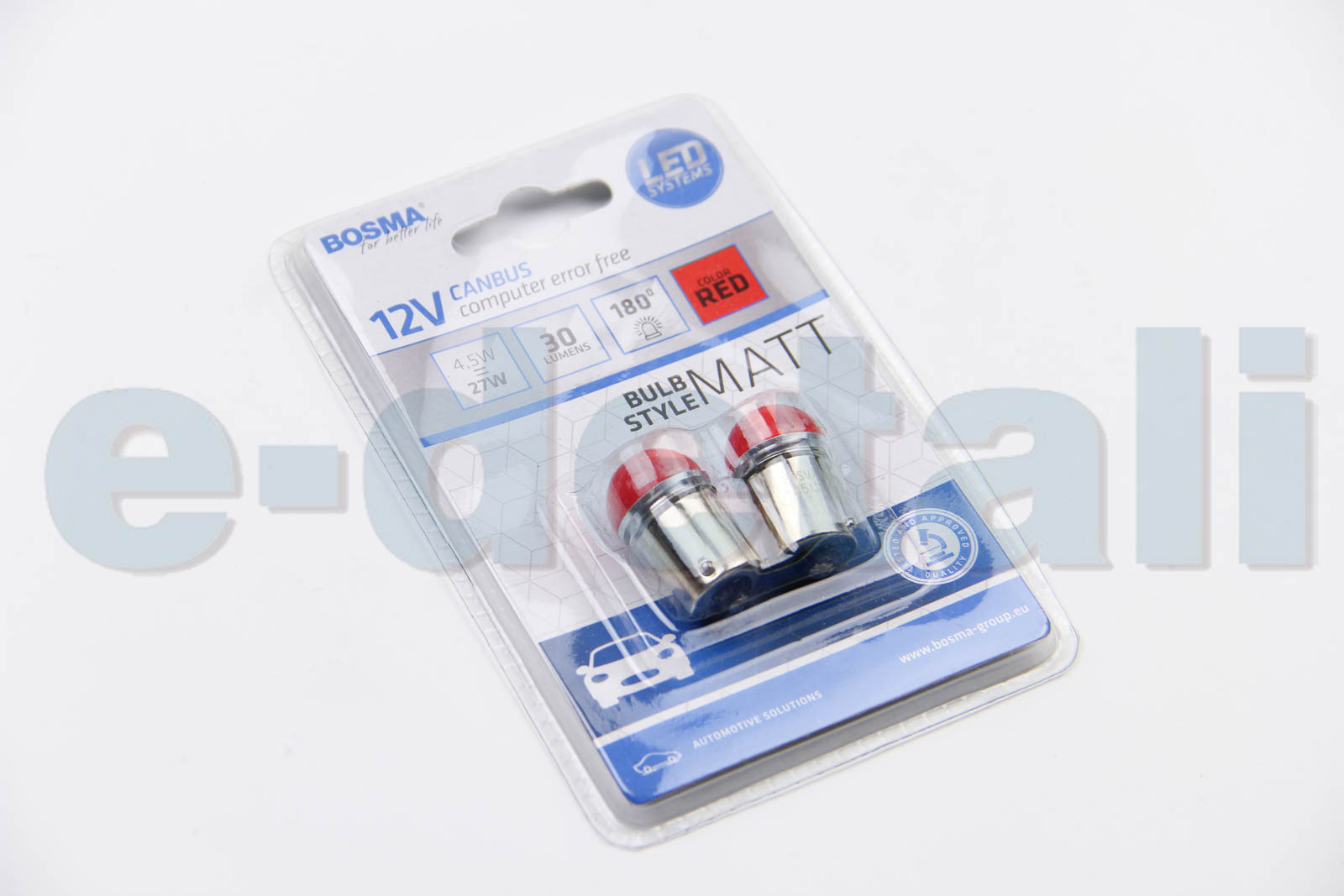 Автолампа BA15S 12V 6xLED SMD2835 18x37MM RED MAT STYLE CANBUS (blister 2 шт)