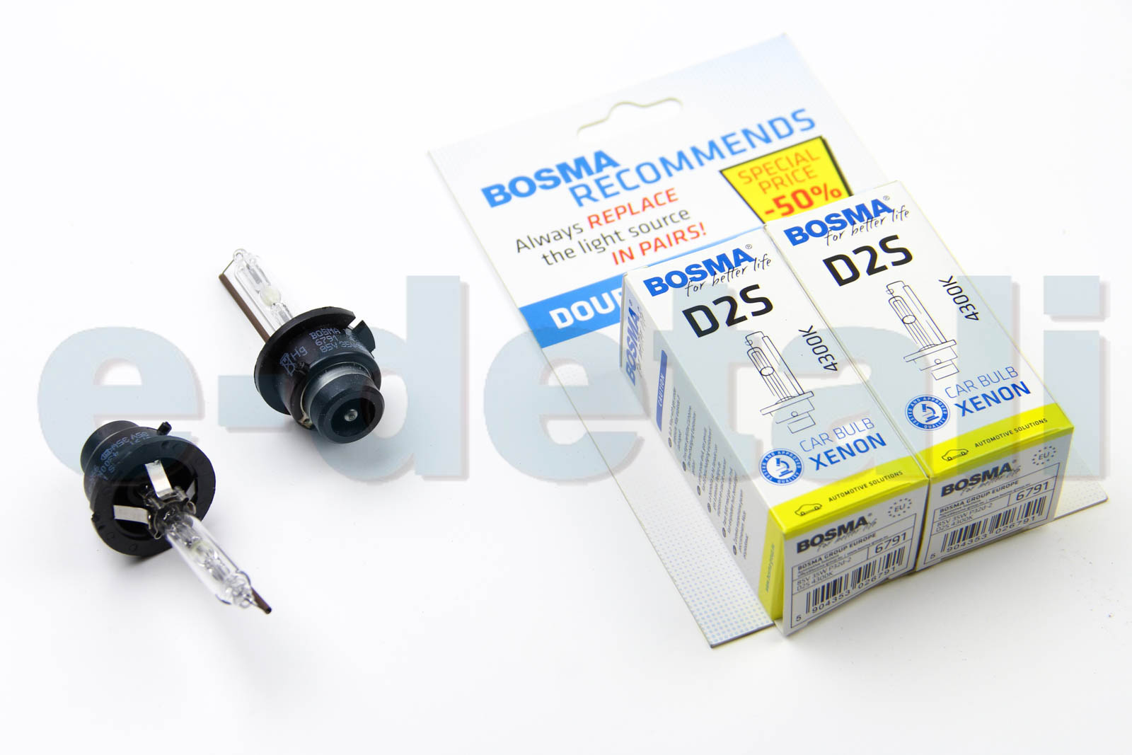 6791D BOSMA Автолампа D2S XENON 85V 35W P32D-2 4300K (2 шт)