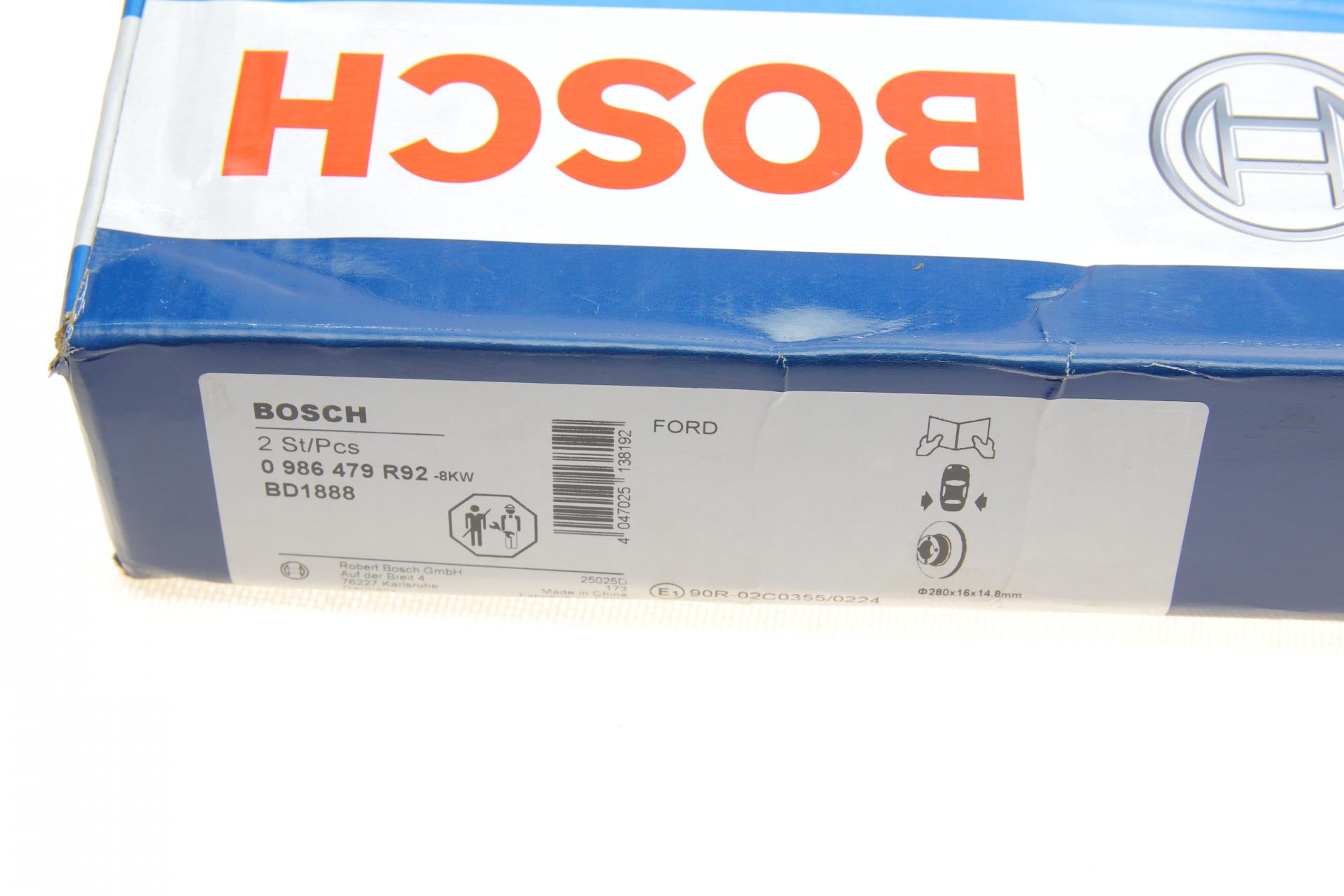 0986479R92 BOSCH Диск тормозной (задний) Ford Transit V347 06-14 (280х16)