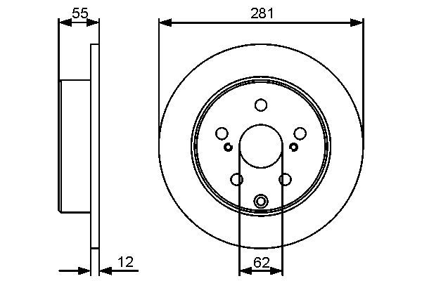 0986479419 BOSCH Диск тормозной (задний) Toyota RAV4 05- (281x12)